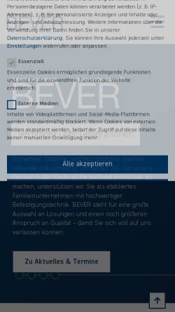 Vorschau der mobilen Webseite www.bever.de, BEVER GmbH