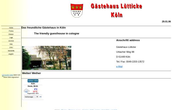 Vorschau von www.mynetcologne.de, Gästehaus Lütticke