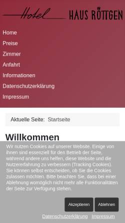 Vorschau der mobilen Webseite www.hotel-roettgen.de, Haus Röttgen