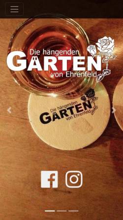Vorschau der mobilen Webseite www.haengendegaerten.de, Die hängenden Gärten von Ehrenfeld