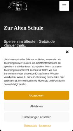 Vorschau der mobilen Webseite www.zur-alten-schule-klingenthal.de, Gasthaus zur Alten Schule