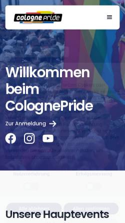 Vorschau der mobilen Webseite www.colognepride.de, ColognePride & CSD Köln