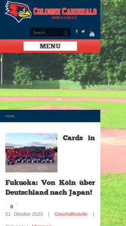 Vorschau der mobilen Webseite colognecardinals.de, Cologne Cardinals Sports Club e.V.
