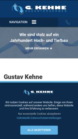 Vorschau der mobilen Webseite www.kehne-bauunternehmen.de, Gustav Kehne Bauunternehmen GmbH