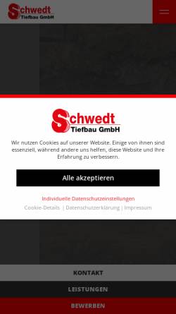 Vorschau der mobilen Webseite schwedt-tiefbau.de, Schwedt Tiefbau