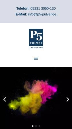 Vorschau der mobilen Webseite www.p5-pulver.de, P5 Pulverlackierung
