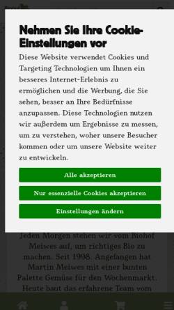 Vorschau der mobilen Webseite www.biohof-meiwes.de, Biolandhof Meiwes