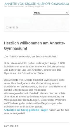 Vorschau der mobilen Webseite www.annettegymnasium.de, Annette-von-Droste-Hülshoff-Gymnasium (Brucknerstraße)