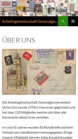 Vorschau der mobilen Webseite www.generalgouvernement.de, Arbeitsgemeinschaft Generalgouvernement