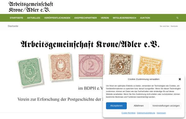 Vorschau von www.arge-krone-adler.de, Arbeitsgemeinschaft Krone/Adler e.V. im BdPh e.V.