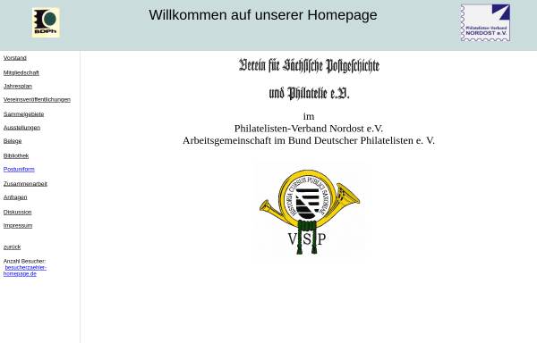 Vorschau von www.postgeschichte-sachsen-vsp.de, Arbeitsgemeinschaft Sachsen