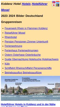 Vorschau der mobilen Webseite www.koblenz.mittelrhein.net, Hotel Guide