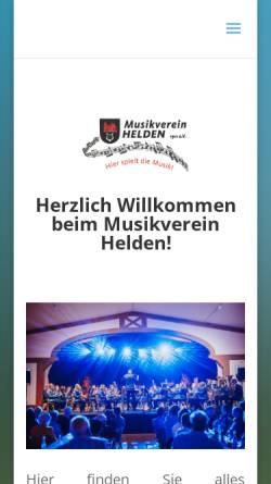 Vorschau der mobilen Webseite mvhelden.de, Musikverein Helden