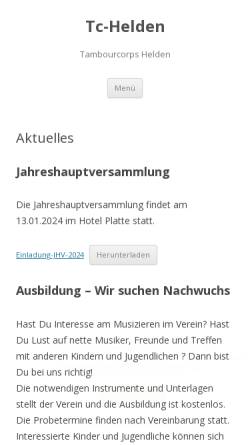 Vorschau der mobilen Webseite tambourcorps-helden.de, Tambourcorps Helden