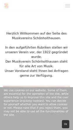 Vorschau der mobilen Webseite www.musikverein-schoenholthausen.de, Musikverein Schönholthausen e.V.