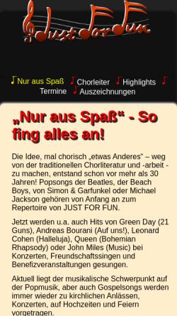 Vorschau der mobilen Webseite chor-jff.de, Gospel-Chor Just For Fun
