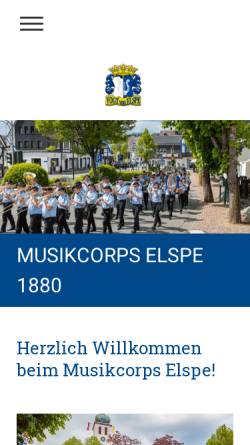 Vorschau der mobilen Webseite www.musikverein-elspe.de, Musikcorps Elspe 1880 e.V.