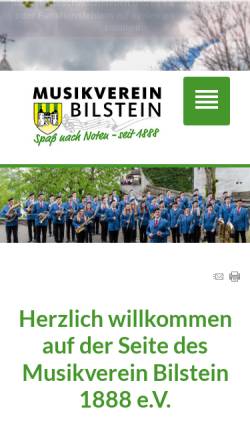 Vorschau der mobilen Webseite www.musikverein-bilstein.de, Musikverein Bilstein