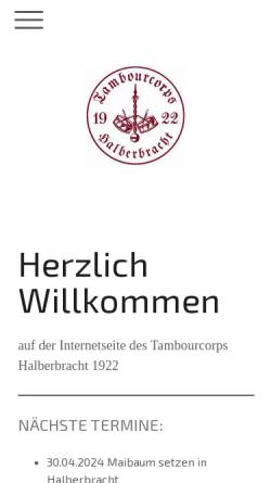 Vorschau der mobilen Webseite tambourcorps-halberbracht.de, Tambourcorps Oberelspe