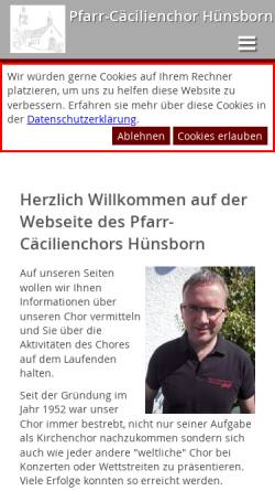 Vorschau der mobilen Webseite www.pfarr-caecilienchor.de, Pfarr-Cäcilienchor Hünsborn