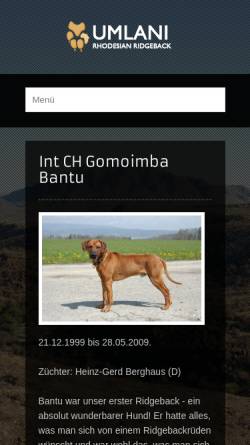 Vorschau der mobilen Webseite www.bantu.ch, Gomoimba Bantu