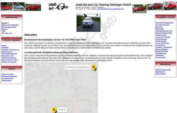 Vorschau von www.stadt-teil-auto-goettingen.de, stadt-teil-auto Car Sharing Göttingen GmbH