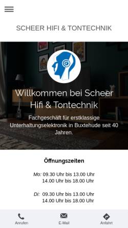 Vorschau der mobilen Webseite www.scheerhifi.de, Scheer HiFi & Tontechnik