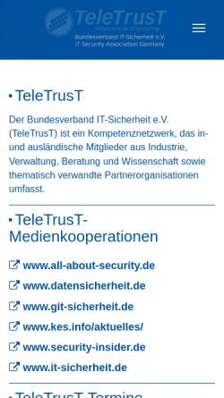 Vorschau der mobilen Webseite www.teletrust.de, TeleTrusT