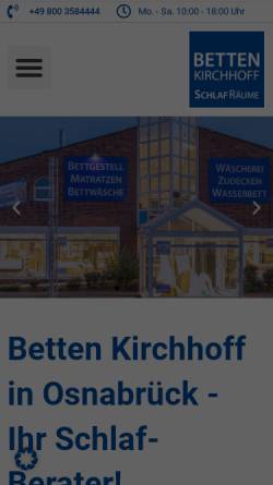 Vorschau der mobilen Webseite www.betten-kirchhoff.de, Betten Kirchhoff GmbH & Co. KG