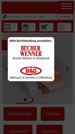 Vorschau der mobilen Webseite www.buchweb.de, Buchhandlung Wenner und Antiquariat H. Th. Wenner