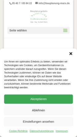 Vorschau der mobilen Webseite bauplanung-marx.de, Bauplanungsbüro Marx