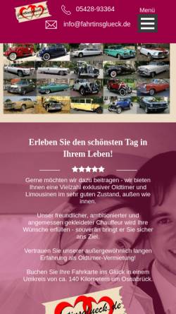 Vorschau der mobilen Webseite www.fahrtinsglueck.de, Knigge Limousinenservice