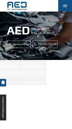 Vorschau der mobilen Webseite www.aed-celle.de, Auto-Elektrik und Dieseldienst AED GmbH