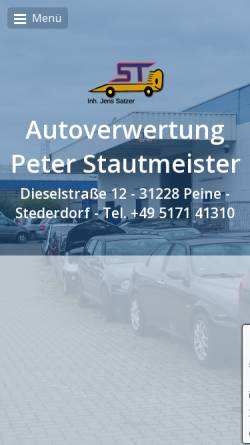Vorschau der mobilen Webseite www.stautmeister.com, Peter Stautmeister - Autoverwertung