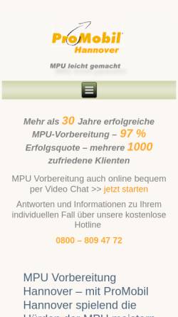 Vorschau der mobilen Webseite www.promobil-hannover.de, Promobil, Karl-F. Kache