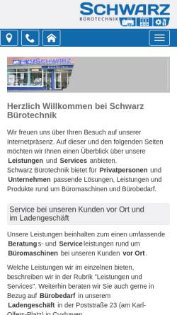 Vorschau der mobilen Webseite www.schwarzbuerotechnik.de, Bürotechnik Schwarz, Günter Jung