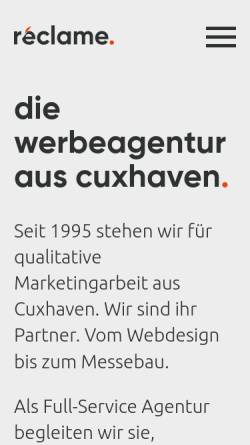 Vorschau der mobilen Webseite reclame.de, Reclame Werbetechnik GmbH & Co KG
