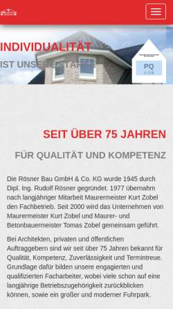 Vorschau der mobilen Webseite www.roesnerbau.de, Rösner Bau GmbH & Co. KG
