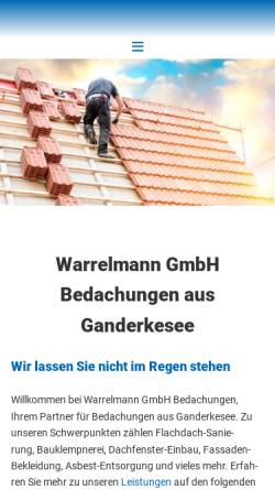 Vorschau der mobilen Webseite www.warrelmann-bedachungen.de, Warrelmann Bedachungen GmbH
