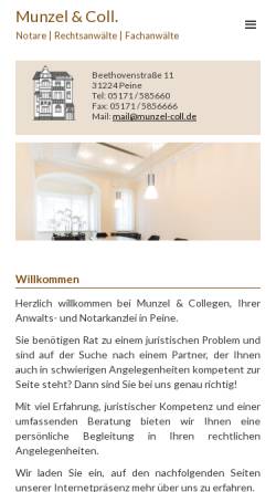 Vorschau der mobilen Webseite www.munzel-coll.de, Munzel & Coll. Rechtsanwalts- und Notarkanzlei