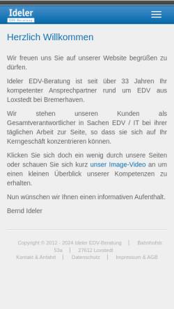Vorschau der mobilen Webseite www.ideler.de, Ideler EDV-Beratung