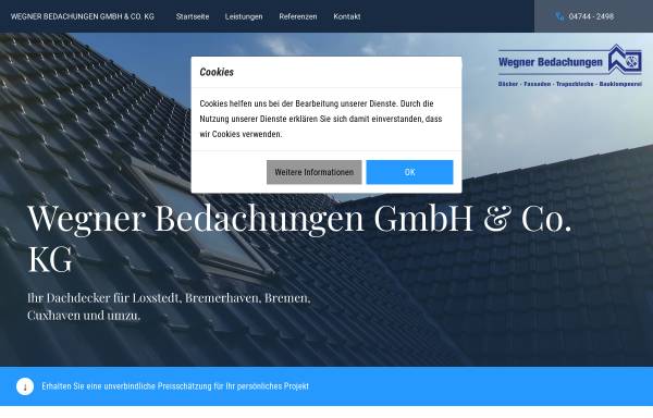 Vorschau von www.wegner-bedachungen.de, Gerhard Wegner Bedachungen GmbH