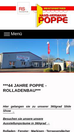 Vorschau der mobilen Webseite www.poppe-rolladenbau.de, Poppe Rolladenbau