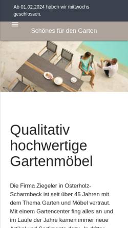 Vorschau der mobilen Webseite www.gartencenter-ziegeler.de, Gartencenter Ziegeler