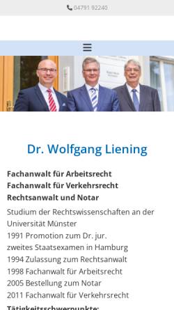 Vorschau der mobilen Webseite www.dr-liening.de, Rechtsanwälte und Notare Helck, Allwardt und Dr. Liening