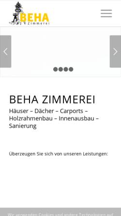 Vorschau der mobilen Webseite www.zimmerei-beha.de, Zimmerei Beha, Edgar Schmidtsdorff