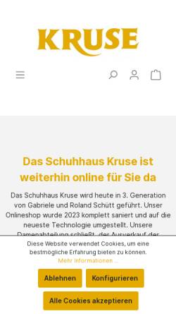 Vorschau der mobilen Webseite www.schuh-kruse.de, Schuhhaus Kruse