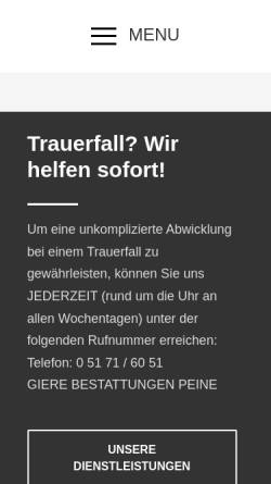 Vorschau der mobilen Webseite giere-bestattungen.de, Giere Bestattungen Inh. Bärbel Plünnecke e.K.
