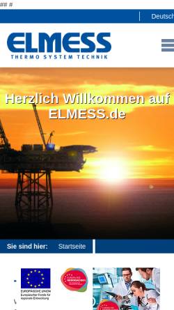 Vorschau der mobilen Webseite www.elmess.de, ELMESS-Thermosystemtechnik GmbH & Co. KG