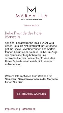Vorschau der mobilen Webseite www.maravilla-spa.de, MaraVilla - Beauty Spa Hotel und Restaurant